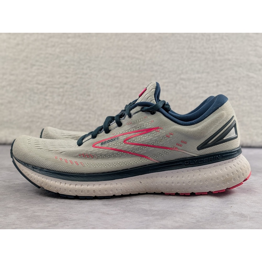 Brooks Glycerin 19 Womens Running Shoes Gray Pink Navy 1203431B110 Size 10.5